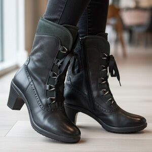 Josef Seibel Vivien Leather Victorian Boots Size 37